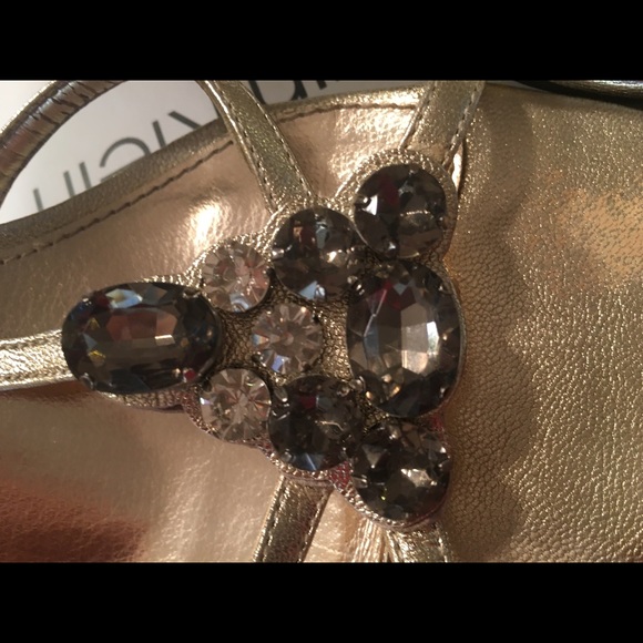Calvin Klein metallic Gold & crystal sandals - Picture 3 of 5